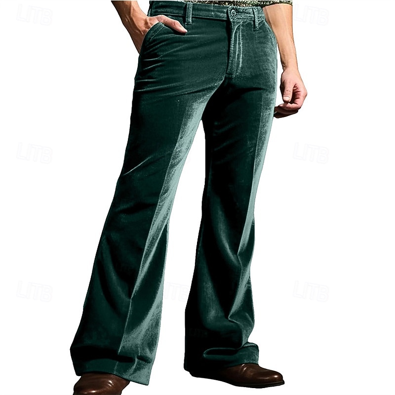 Men's Dress Pants Corduroy Pants Flared Pants Trousers Chinos Pocket Buttons Plain Comfort Formal Party Work Fashion Classic Style Army Green Blue Micro-elastic3