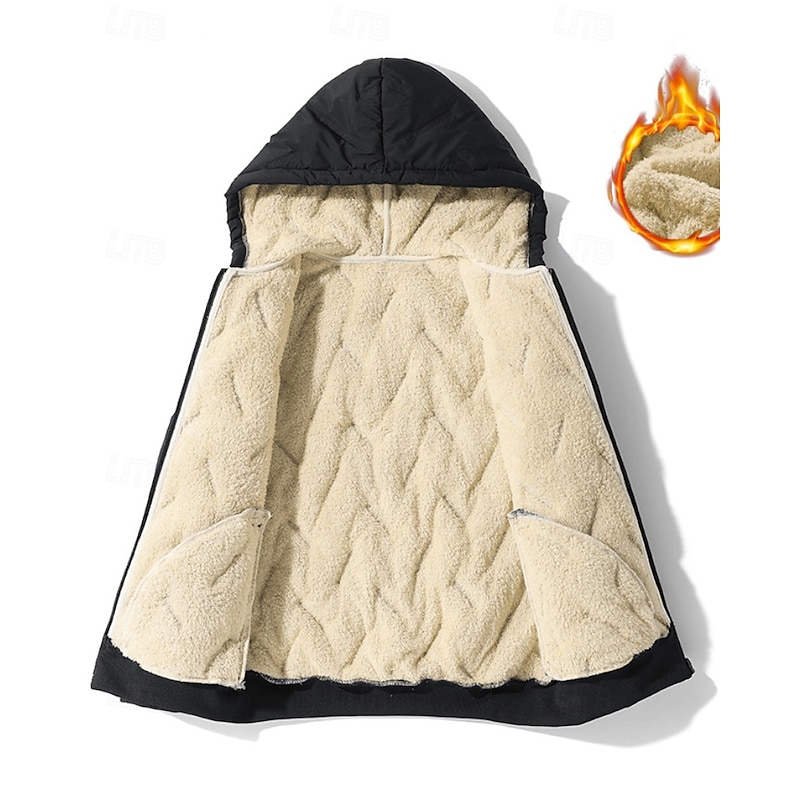 Kids Boys' Hoodie Jacket Puffer Jacket Outerwear Solid Color Long Sleeve Zipper Pocket Coat Outdoor Daily Black Gray Winter 4 years+3