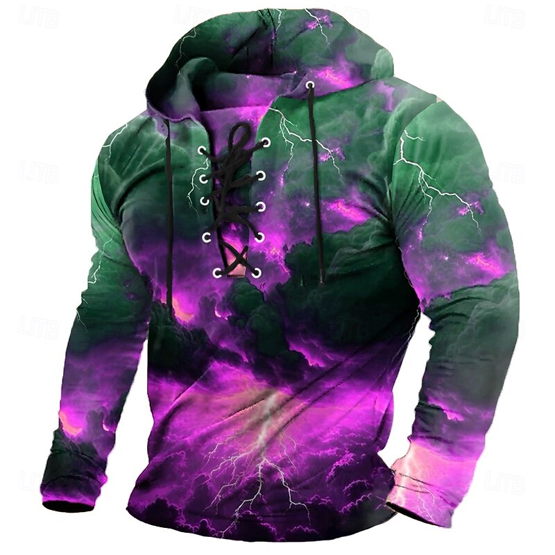 Men's Hellfire Flames 3D Flame Hoodie Sweatshirt Fashion Cool Long Sleeve Round Neck Party Travel Streetwear Yellow Red Drawstring Fall Winter Designer3