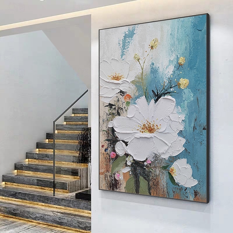 Mintura Handmade Textured Flower Oil Paintings On Canvas Wall Art Decoration Modern Abstract Picture For Home Decor Rolled Frameless Unstretched Painting4