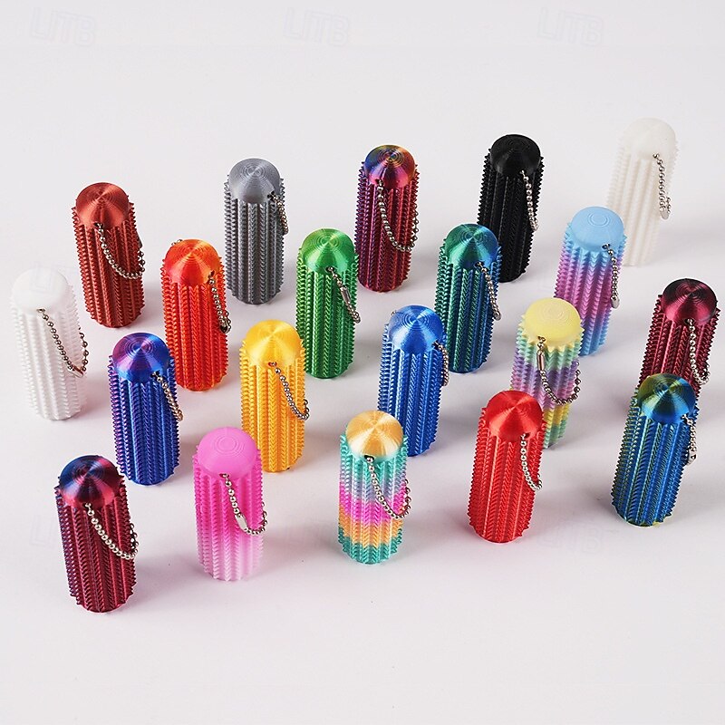 4 Pcs Portable Vibrant Colors Stim Tool,Spiky Grippie Stim Keychain for Anxiety Relief Little Ouchies Pain Fidget3