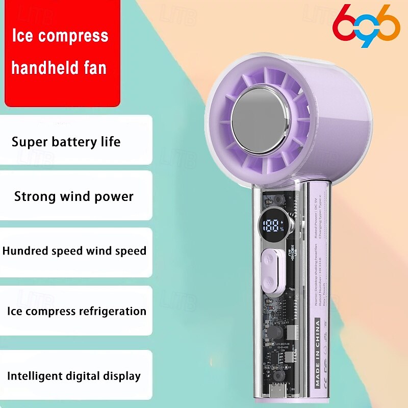 Portable  Handheld Fan - 100-Speed Turbo Cooling USB Rechargeable Mini Personal Fan for Travel Camping & Outdoor Use