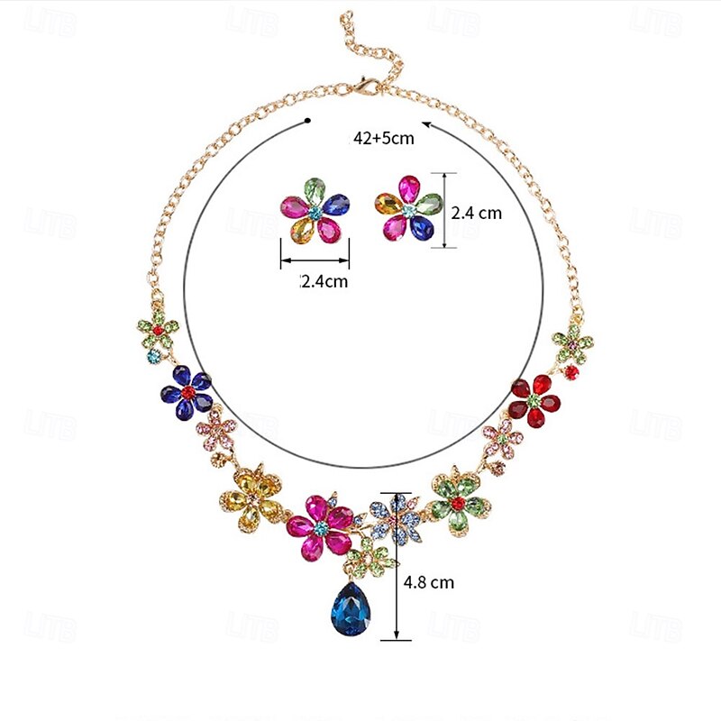 Jewelry Set Two-piece Suit Rhinestone Rhinestone Earrings Necklace Women's Elegant Vintage Fashion Vintage Style Classic Jewelry Set For Wedding Party Wedding Guest4