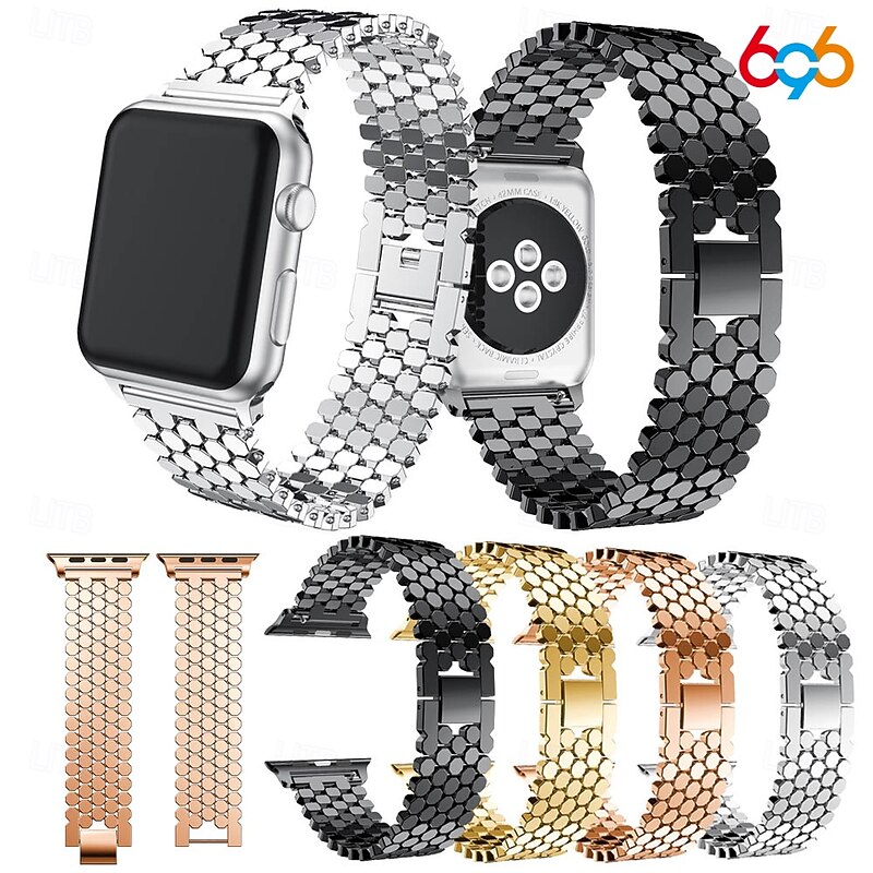 Compatible with Apple Watch band 38mm 40mm 41mm 42mm Women Luxury Women Men Alloy Strap Replacement Wristband for iwatch Series 9 8 7 6 5 4 SE