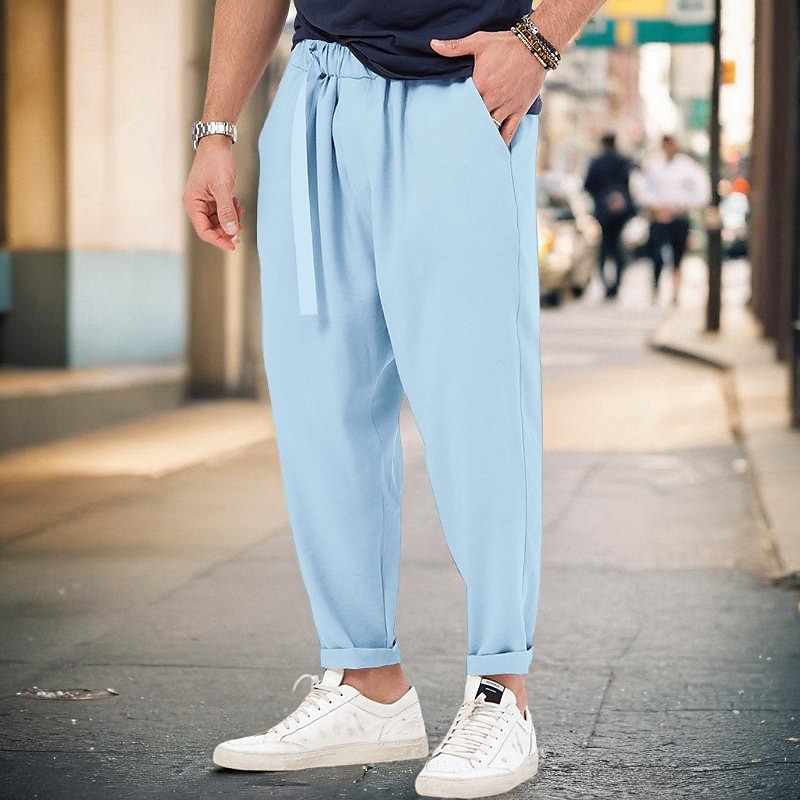 Men's Sweatpants Trousers Pocket Elastic Waist Plain Comfort Sports Outdoor Daily Fashion Casual Black White Micro-elastic2