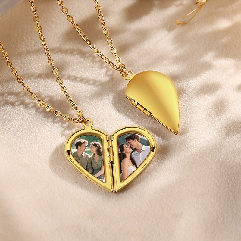 Personalized Heart Locket Necklace, Custom Photo Pendant Memorial Jewelry, Gift for Mom, Valentine’s Day, Anniversary, Graduation, Christmas2