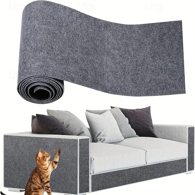 Trimmable Cat Furniture Protector with Self-Adhesive Scratch Pads, Protects Sofas, Doors, and Cat Trees from Claws, Gray, 78.7 x 15.8 cm4