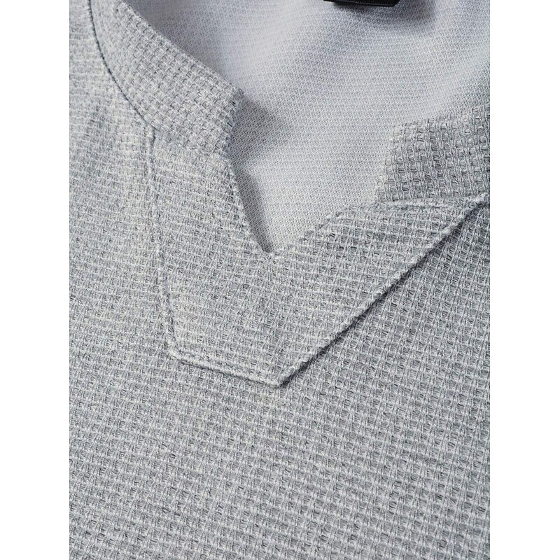 Men's Waffle Tee T Shirt Hoodie Tee Top Short Sleeve Short Sleeves V Neck Summer All Seasons Solid Color Textured Fashion Designer Sporty Basic Street Casual Going out Black Green Orange Top Tee for4