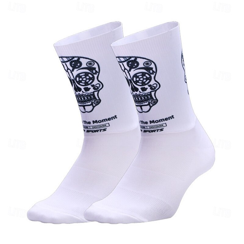 Socks Cycling Socks Bike Socks Sports Socks Athletic Socks Camping / Hiking Hiking Outdoor Exercise Bike / Cycling High Elasticity Comfortable Breathable 1 Pair Geometric Letter & Number Graffiti2