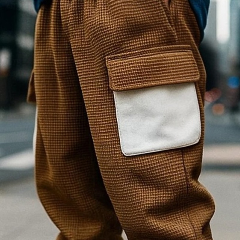 Men's Fleece Pants Sweatpants Joggers Trousers Drawstring Plain Comfort Soft Full Length Outdoor Daily Going out Vacation Fashion Brown Stretchy2