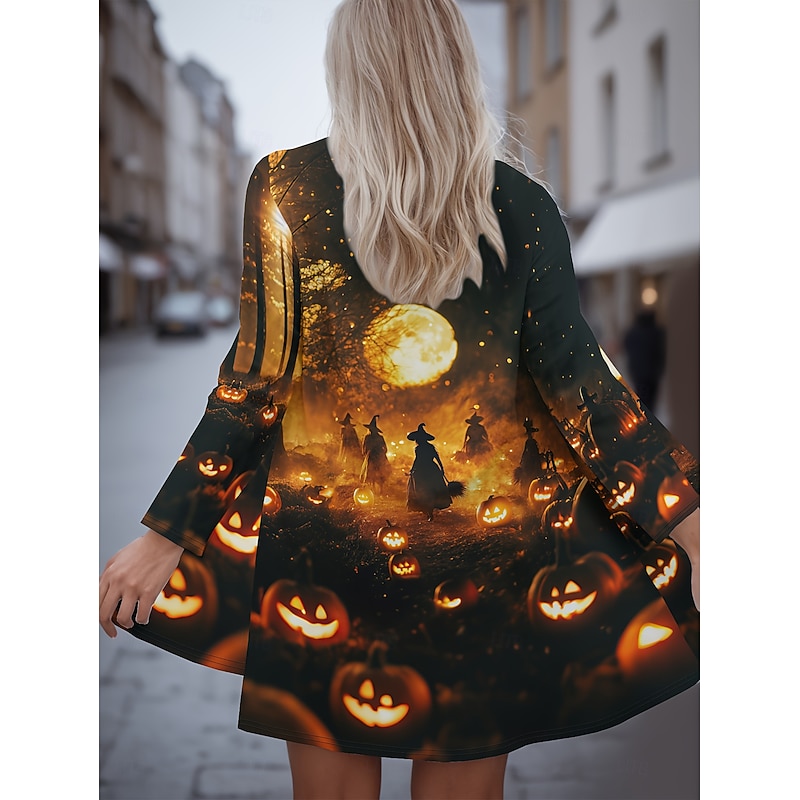 Halloween Women's Coat Lightweight Comfortable Pumpkin Print Vintage Artistic Casual Skull Casual Long Collarless Regular Fit Long Sleeve Outerwear Black White Pink Spring Fall3