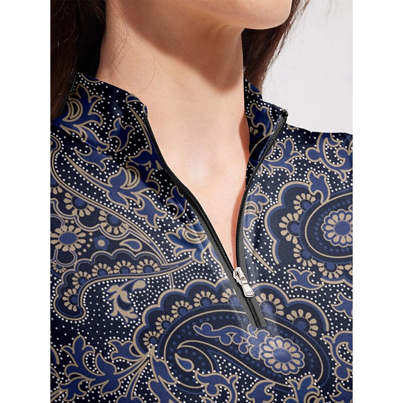 Women's Golf Polo Shirt Dark Navy Long Sleeve Top Ladies Golf Attire Clothes Outfits Wear Apparel3