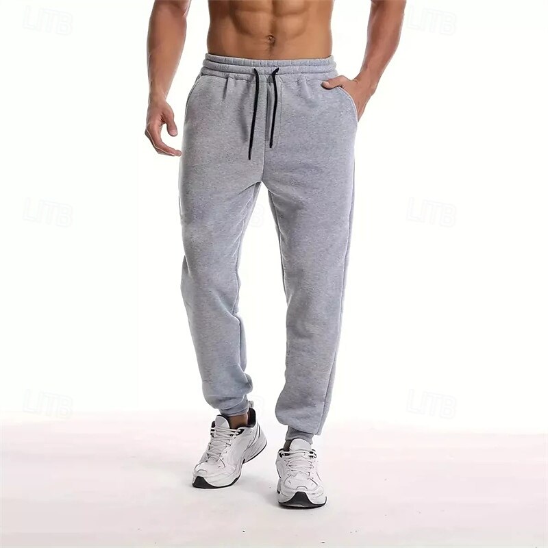 Men's Sweatpants Joggers Trousers Drawstring Pocket Elastic Waist Plain Comfort Sports Outdoor Daily Fashion Casual Black White Micro-elastic3