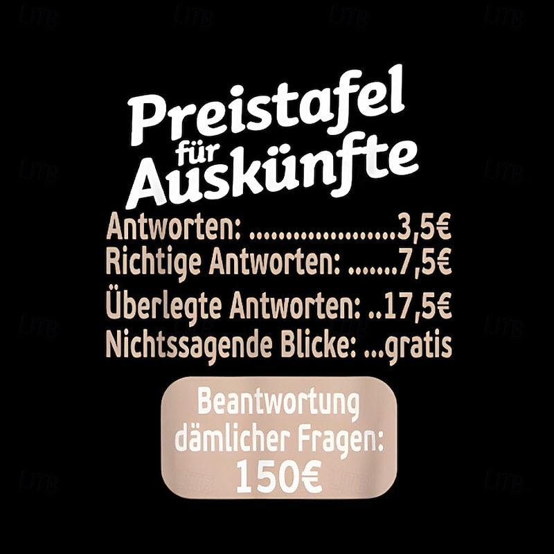 Men's Sarcastic T-Shirt - "Price List for Stupid Questions" Office Humor Graphic Tee Short Sleeve2