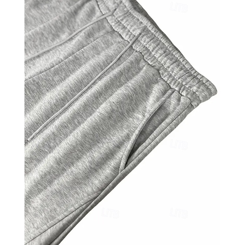 Multi Packs 2pcs Men's Black+Gray Sweatpants Trousers Straight Leg Sweatpants Drawstring Elastic Waist Plain Vacation Daily Wear Polyester Spring4