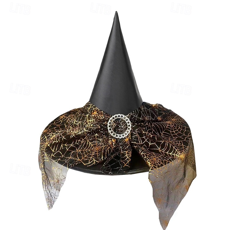 Kids Girls' Hats & Caps Sweet Party Halloween Hat Patchwork Silver Black4