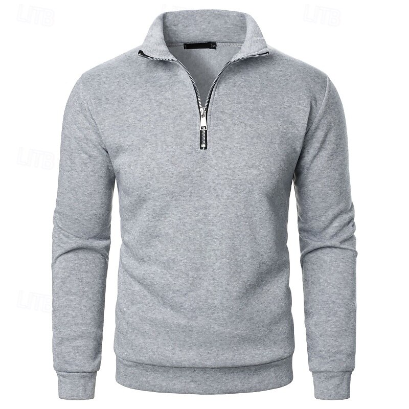 Men's Sweatshirt Pullover Hoodie Sweatshirt Pullover Quarter Zip Sweatshirt Apricot Black White Wine Khaki Lapel Plain Zipper Sports & Outdoor Casual Daily Streetwear Cool Sportswear Spring &  Fall