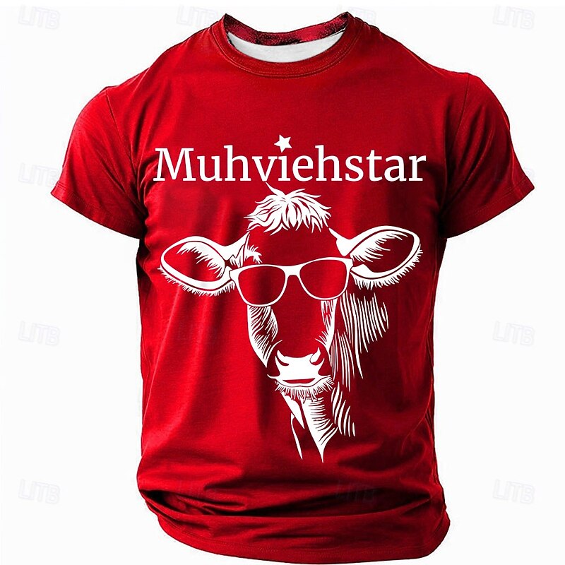 Men's Muhviehstar T-Shirt, Funny Cow Pun Short Sleeve Graphic Tee
