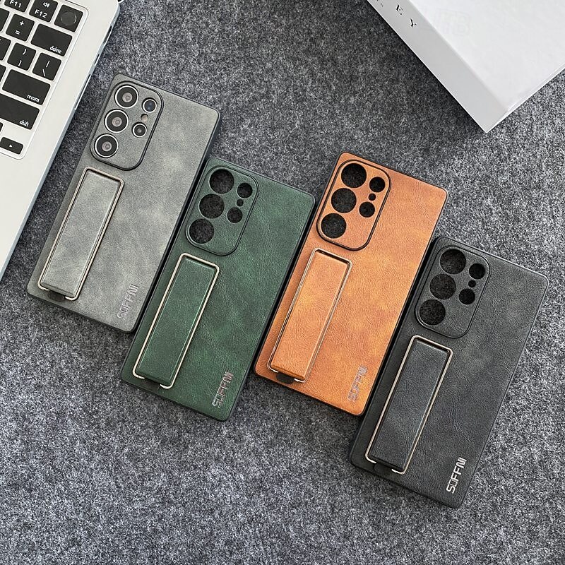 Phone Case For Samsung Galaxy S25 Ultra S24 Ultra S23 Ultra Back Cover with Wrist Strap Kickstand Shockproof Retro TPU Plating2