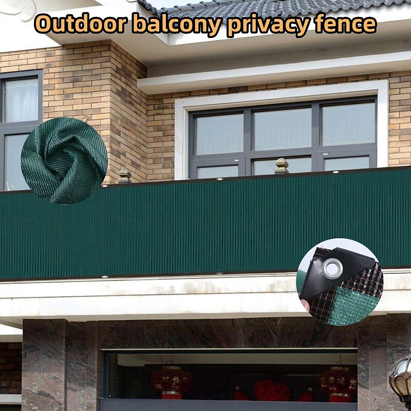 1pc Heavy-Duty Dark Green Privacy Screen Fence UV Protective Mesh for Garden, Patio, Backyard - Includes Zip Ties, Ideal for Wall Decor & Outdoor Spaces2
