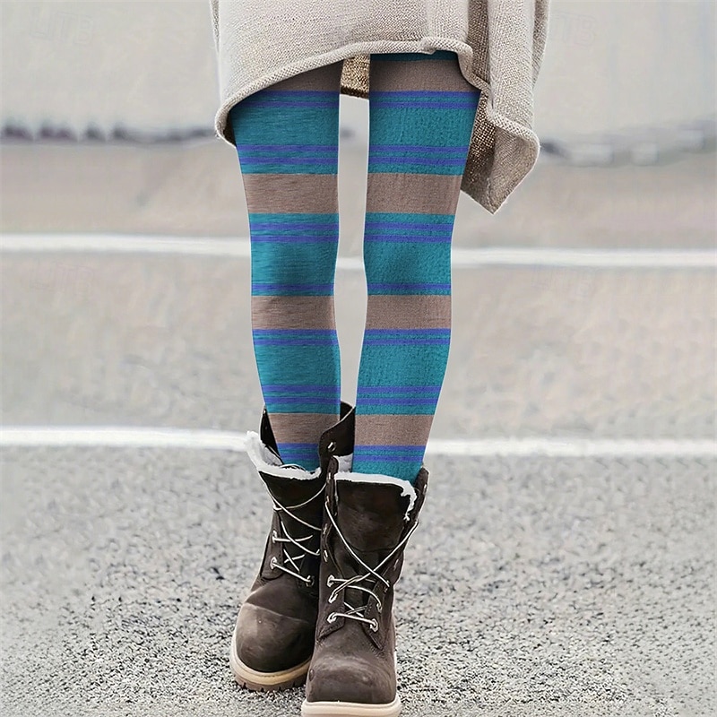 Women's Pants Trousers Leggings Cozy Leggings Streetwear Casual Full Length High Waist Color Block Elastic Waist Print Breathability Comfortable Stretchy Vacation Street Daily Wear Red Blue Purple2