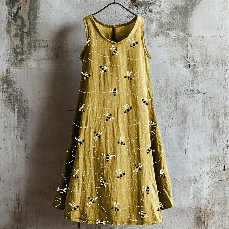 Women's Midi Dress Casual Dress Summer Dress Fashion Modern Daily Beach Weekend Regular Fit Flower Sleeveless V Neck Yellow Red Blue Brown Summer Spring4