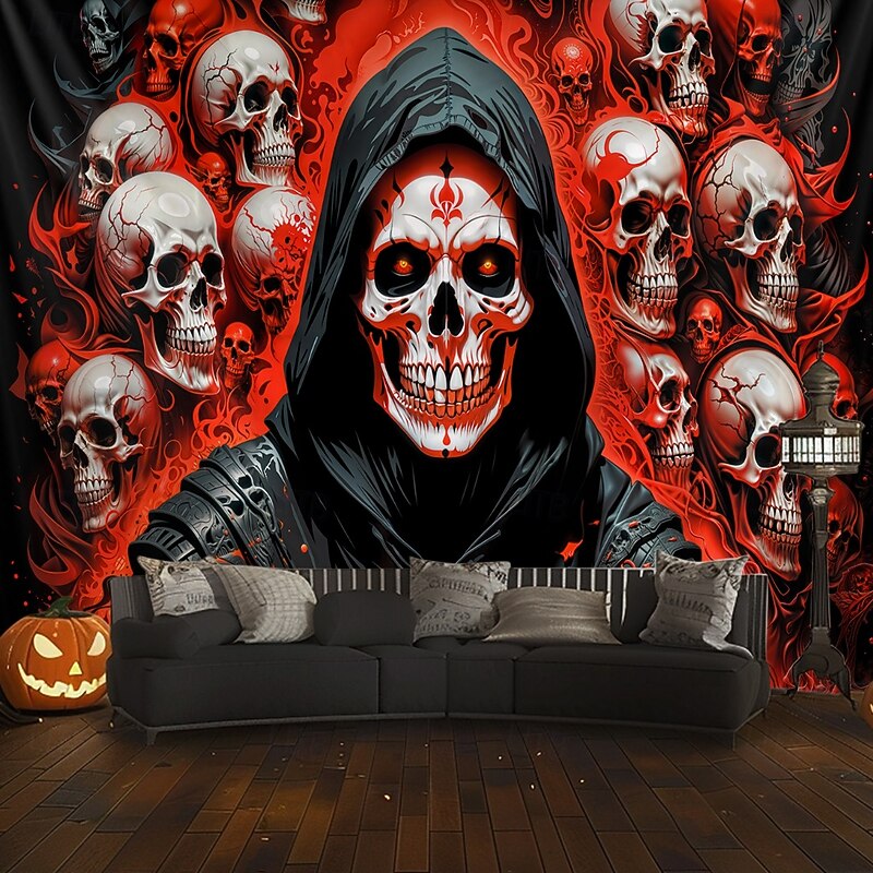 Halloween Tapestry Banners Blanket Grim Reaper Vampire Dark Punk Gothic Style Party Dorm Shooting Backgrounds Home Decor3