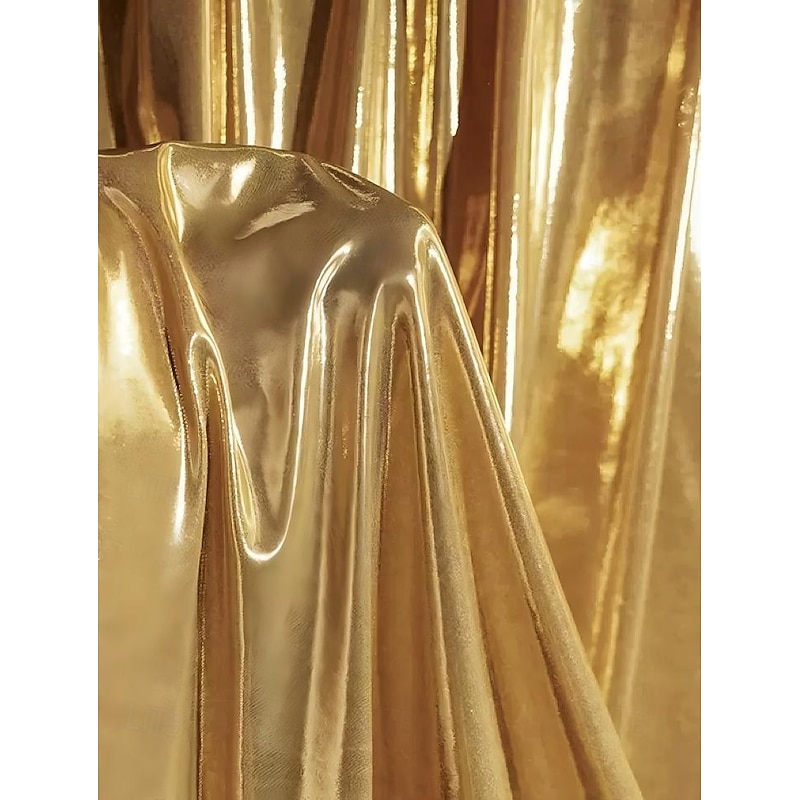 Black and Gold A-Line Evening Gown Elegant Dress Formal Wedding Floor Length Long Sleeve Queen Anne Satin with Glitter Pleats4