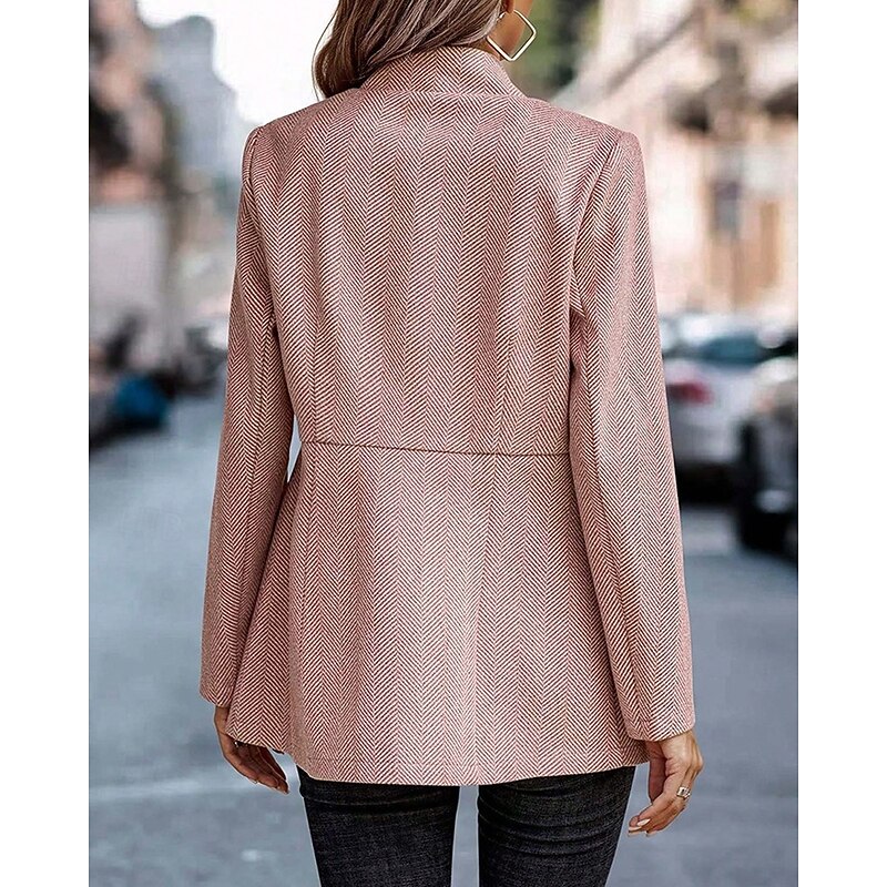 Women's Casual Jacket Warm Comfortable Pocket Fashion Outdoor Plain Going out Weekend Zipper Regular Stand Collar Regular Fit Long Sleeve Outerwear Black Pink Dark Pink Fall Winter4