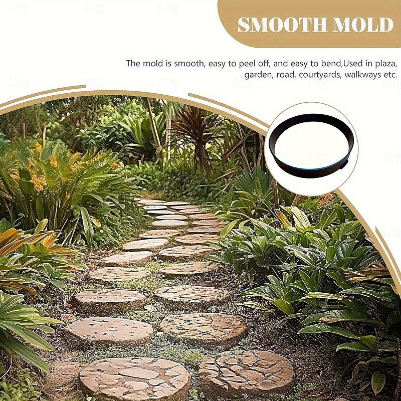 Round Garden Paving Mold - Durable Plastic Concrete Maker for DIY Outdoor Pathways, Lawn Edging, and Landscaping Projects, Garden Pathway Creation Smooth Edge Design Lightweight Gardening3
