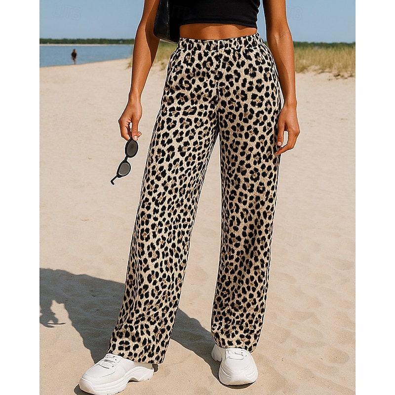 Women's Wide Leg Pants Casual Pants Elastic Waistband High Waist Pants / Trousers Sports & Outdoor Casual Fall Quick Dry Fashion Breathable Outdoor Travel Sports Regular Fit Sportswear Activewear3