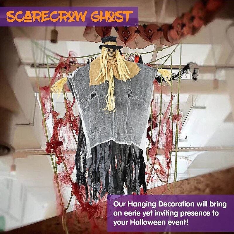 Halloween Decorations Cute Mummy Scarecrow Gauze Hanging Ghosts Indoor and Outdoor Horror Venue Decoration Escape Room2