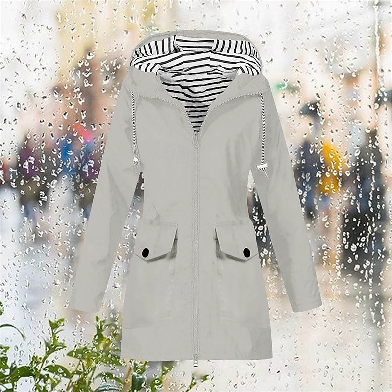 Women's Trench Coat Warm Comfortable Zipper Pocket Fashion Outdoor Plain Going out Weekend Zipper Regular Hooded Regular Fit Long Sleeve Outerwear Black Yellow Pink Fall Winter2