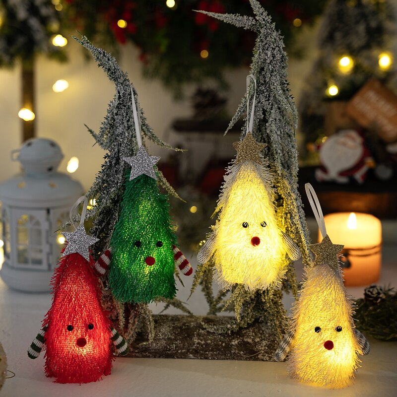 Christmas Plush Tree LED Decoration, Creative Light-Up Hanging Decoration, Mini Tree Doll with Lights, Holiday Decor2