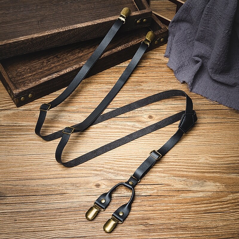 Men's Suspenders Waist Belt Black PU Leather Alloy Adjustable Plain Plaid / Striped / Chevron / Round Daily Formal Evening2