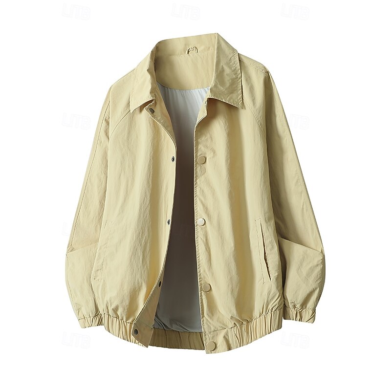 Men's Jacket Casual Jacket Outdoor Vacation Warm Zipper Pocket Fall Winter Plain Fashion Streetwear Standing Collar Regular Black Khaki Coffee Jacket3