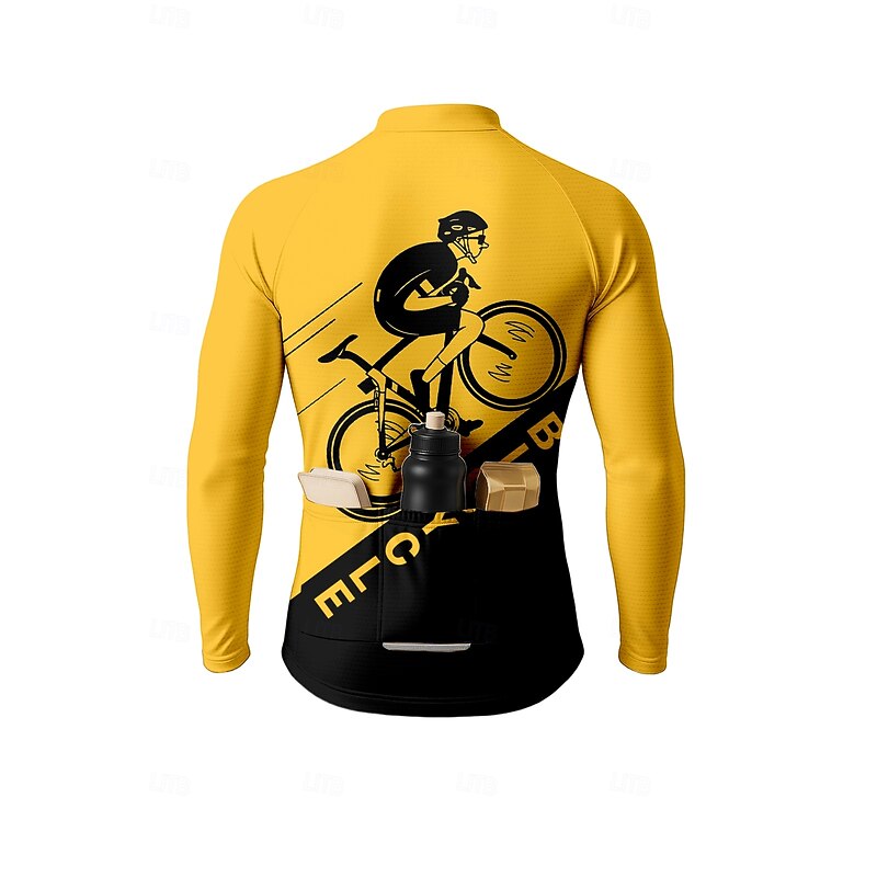 Men's Men Tops Cycling Jersey Graphic Quotes & Sayings Bicycle Long Sleeve Bike Jersey Top with 3 Rear Pockets Mountain Bike MTB Road Bike Cycling Sun Protection Quick Dry Reflective Strips Back2