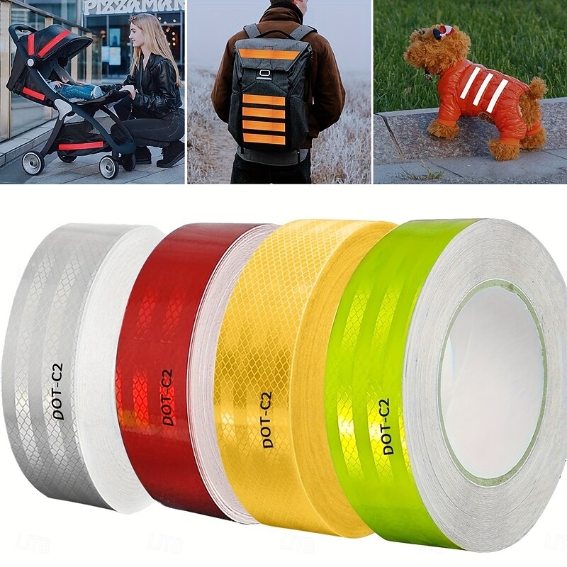 High-Visibility DOT-C2 Reflective Tape - 1pc Heavy-Duty Waterproof Safety Warning Sticker for Night Visibility and Hazard Caution Ideal for Trailers, Trucks, Bicycles, Outdoor Use