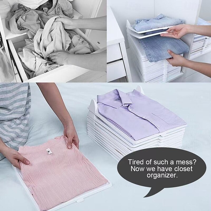5pcs Folding Clothes Storage Board, Shirt Folding Organizer for Closet, Easy Fold Laundry Board for T-Shirts, Pants, and Tops, Space Saving Clothes Folder Tool2