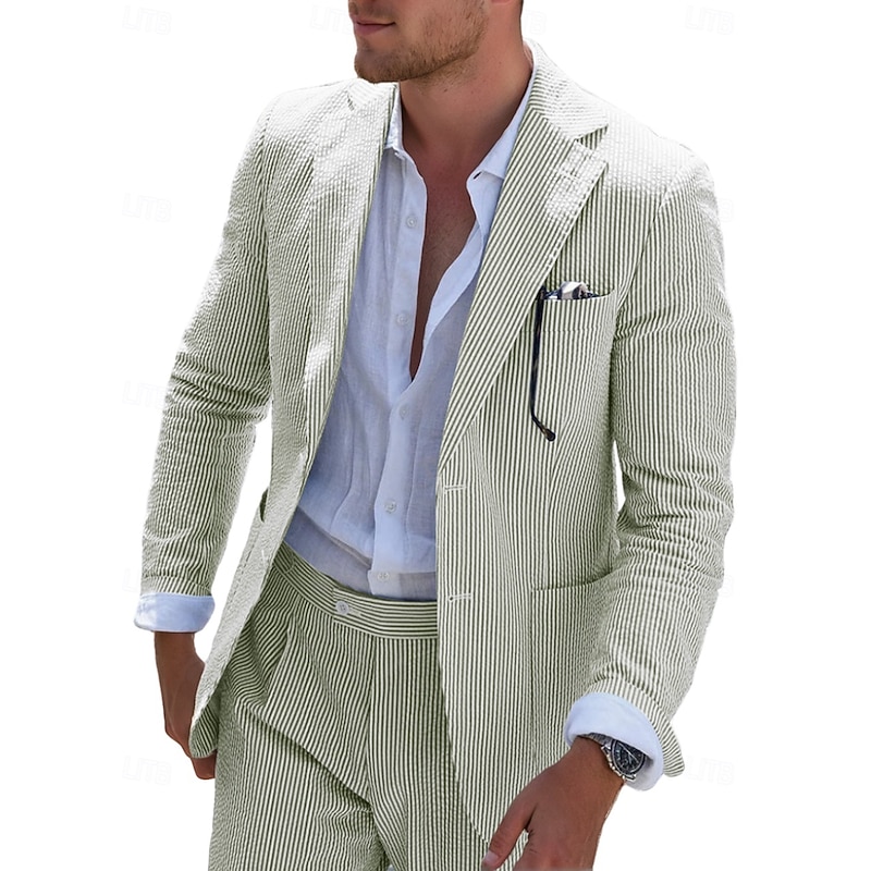 Men's Beach Wedding Suits Peak Pink Navy Blue Solid Colored Standard Fit 2 Piece Single Breasted Two-buttons