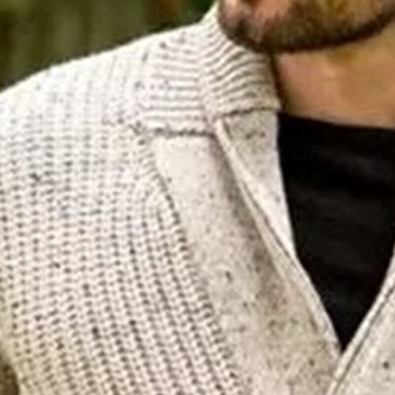 Men's Sweater Cardigan Sweater Ribbed Knit Regular Tops Knitted Plain Plain Shawl Collar Vacation Fashion Casual Daily Wear Clothing Apparel Winter Spring &  Fall Beige M L XL2