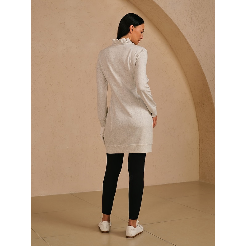 Women's Golf Dress Ivory Long Sleeve Thermal Warm Dress Fall Winter Ladies Golf Attire Clothes Outfits Wear Apparel2