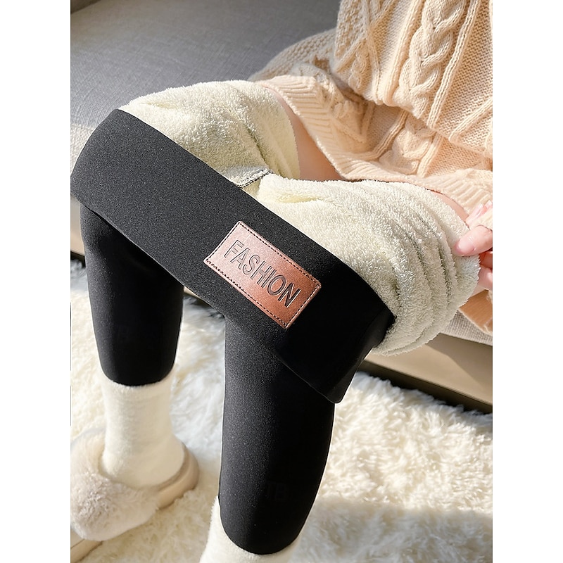 Women's Tights Leggings Anti Chafing Shorts Vacation Vintage Ethnic Style Full Length High Waist Solid Color Plain High Cut Thermal Warm Comfort Stretchy Formal Vacation Street Black Red Blue Gray