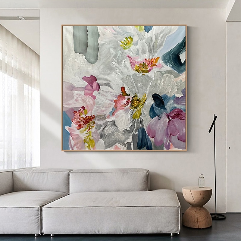 Mintura Handmade Oil Paintings On Canvas Wall Art Decoration Modern Abstract Flowers Picture For Home Decor Rolled Frameless Unstretched Painting4