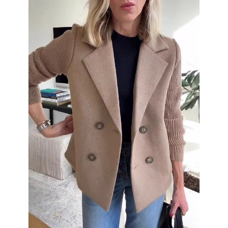 Women's Coat Comfortable Breathable Buttons Fashion Daily Plain Outdoor Casual Daily Single Breasted Regular Lapel Regular Fit Long Sleeve Outerwear Light Blue Black Pink Spring Fall2