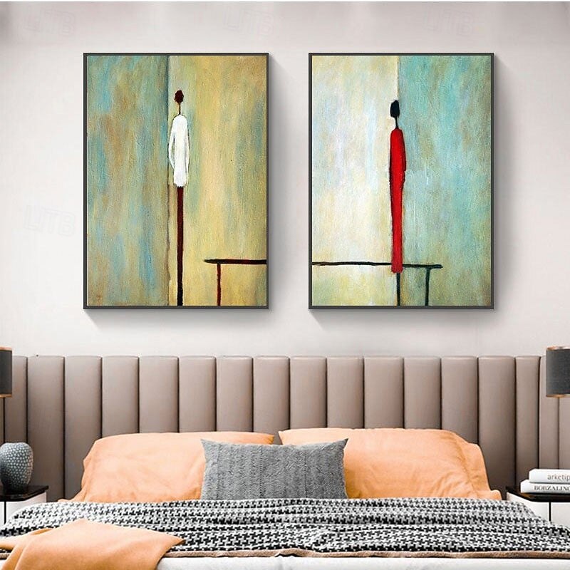 Aritist Hand painted Large 2 Panel Acrylic Painting Abstract Man Woman Figure Oil Paintings on Canvas Modern figure oil painting2
