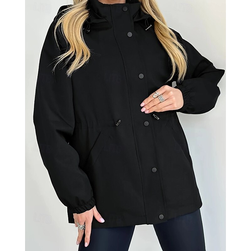 Women's Hoodie Jacket Warm Comfortable Zipper Pocket Fashion Outdoor Plain Going out Weekend Zipper Regular Hooded Regular Fit Long Sleeve Outerwear Navy Black Rose Red Fall Winter4
