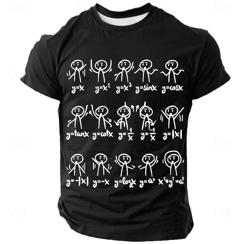 Men's Funny Graphic T-Shirt with Math Graph Equations & Stick Figures | Science Humor Apparel