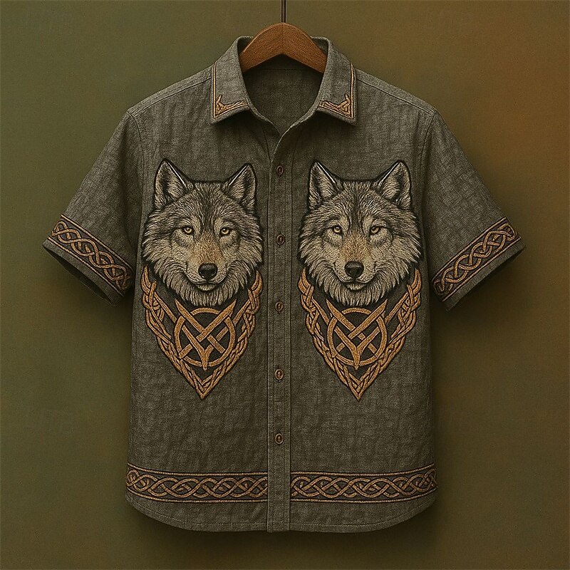 Men's Dragon Tree Of Life Shirt Summer Shirt Casual Shirt Short Sleeves Hawaiian Casual Resort Vacation Daily Wear Going out Summer Lapel Print Black Brown Khaki3