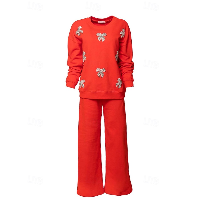 Mommy and Me Tops Bottom Floral Street Print Red Long Sleeve Maxi Sweet Matching Outfits3